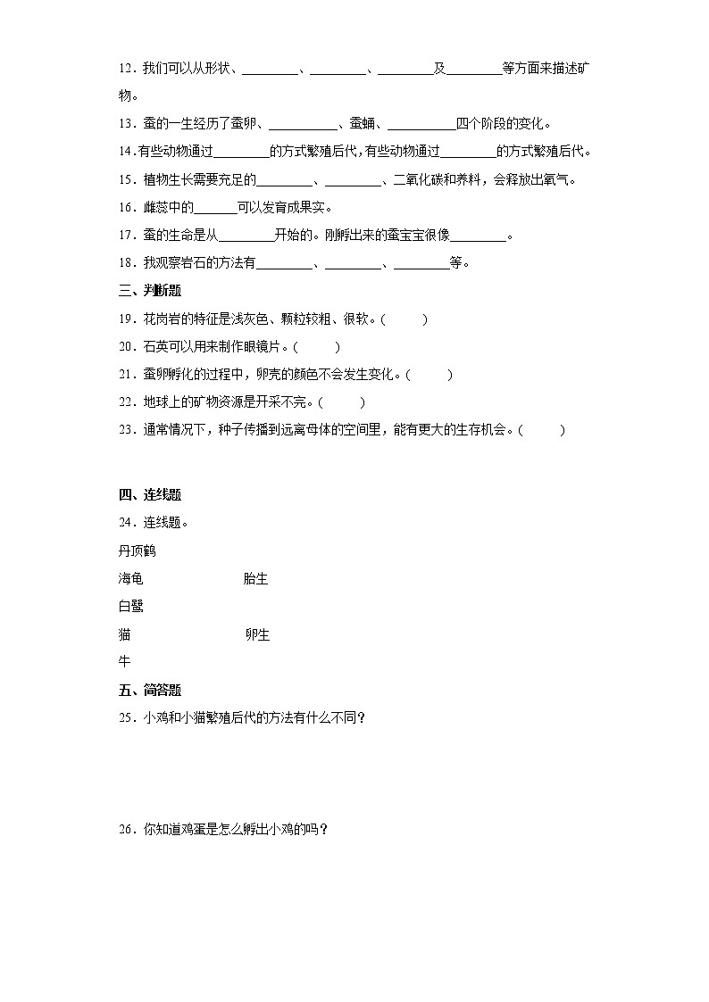 粤教版四年级科学上册期中达标测试卷（一）含答案第2页