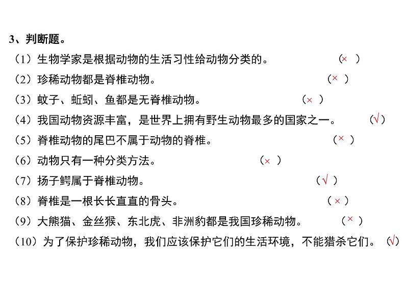 苏教版小学科学四年级上册一单元《动物大家族》复习课件05