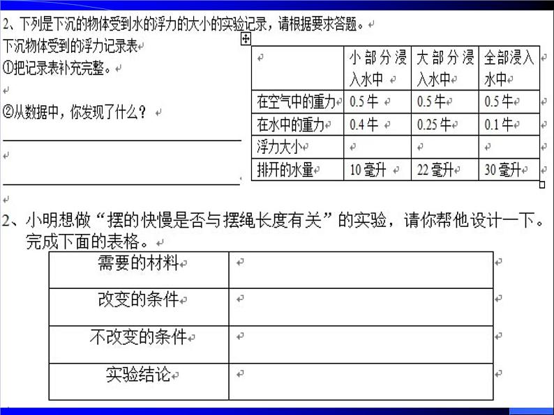 小学科学五年级下期末总复习课件07