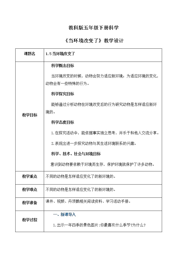 1.5《当环境改变了》课件PPT+教案01
