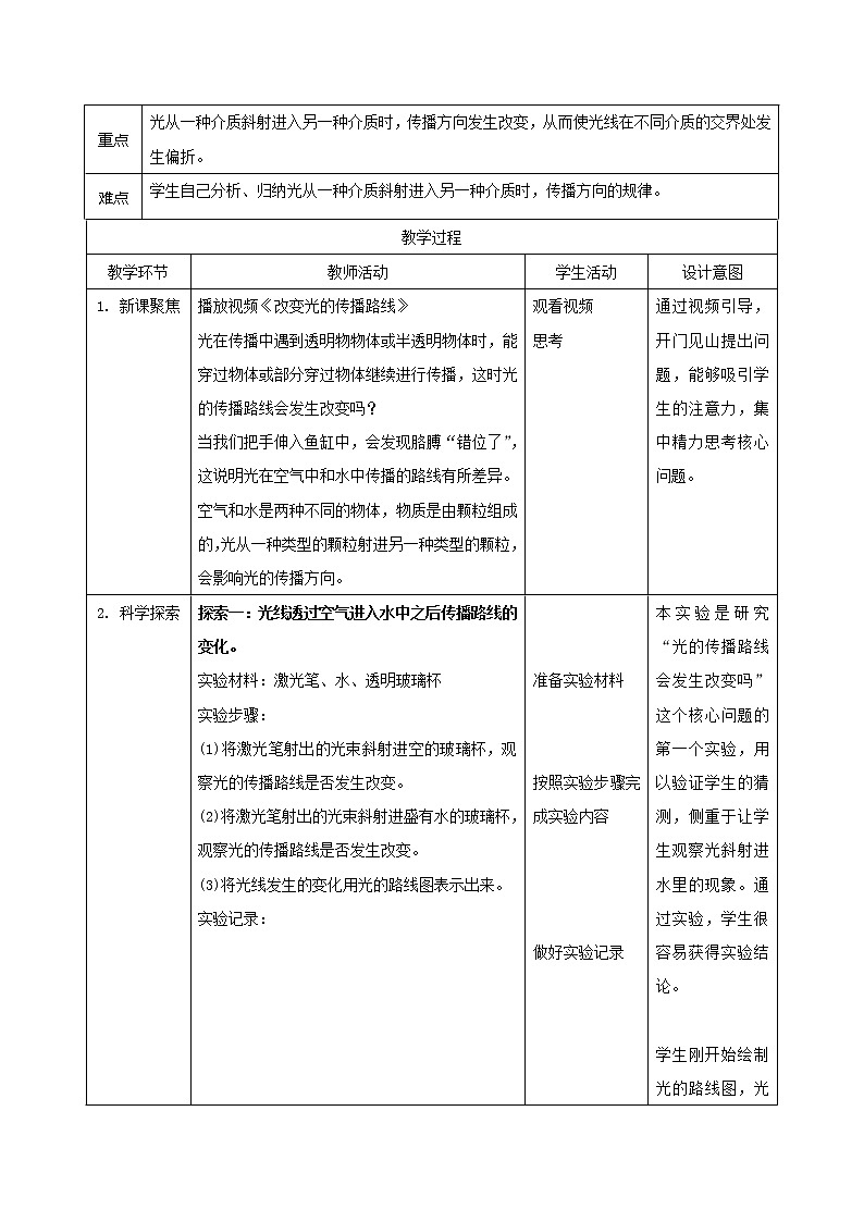 教科版小学科学五上1.4《光的传播方向会改变方向吗》教案第2页