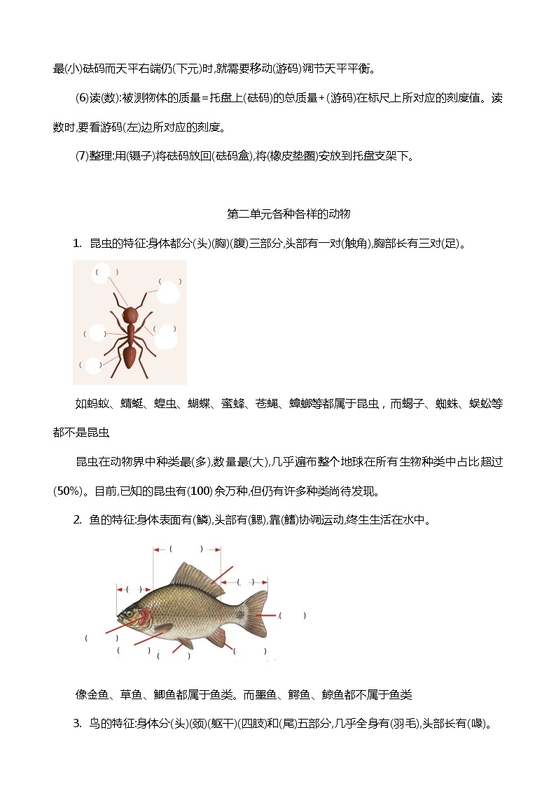 新湘科版科学三年级上册知识点归纳总结02