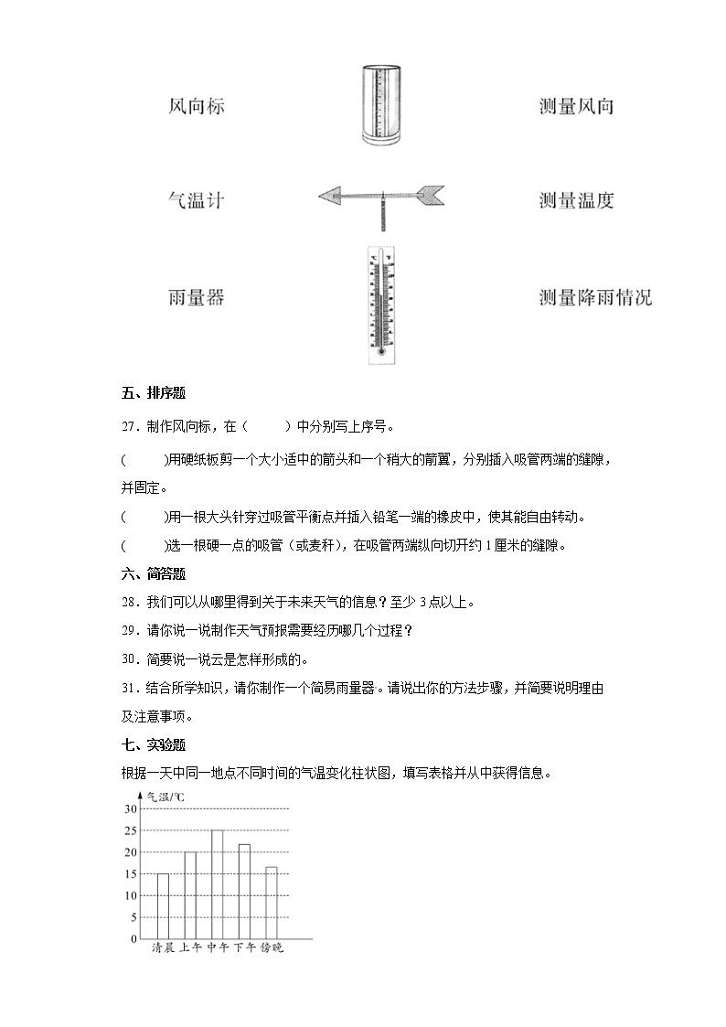 教科版三年级上册科学 第三单元《天气》测试卷二第3页