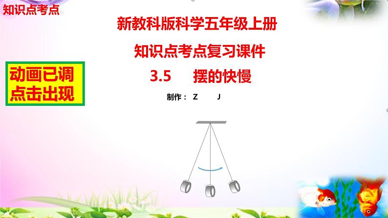 教科版科学五年级上册3.5摆的快慢-知识点复习课件+实验+典型试题(动画已调点击出现)第1页