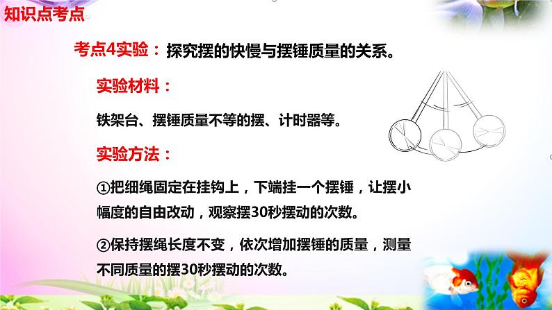 教科版科学五年级上册3.5摆的快慢-知识点复习课件+实验+典型试题(动画已调点击出现)第3页