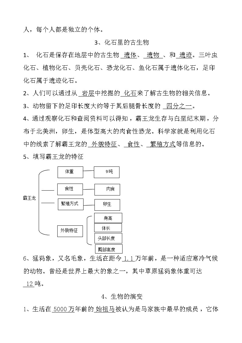 冀人版六年级科学上册练习题（答案）第2页