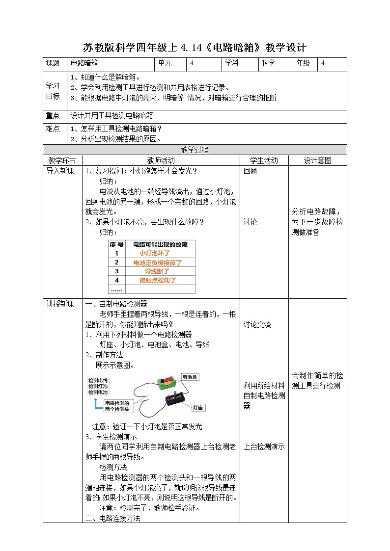 科学苏教版4上 4.14《电路暗箱》课件+教案+练习+素材01