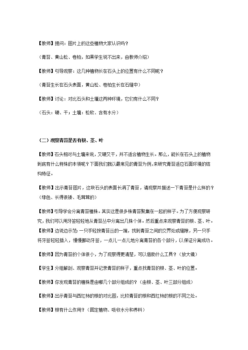 【教学方案】8 石头上的植物 示范教案第2页