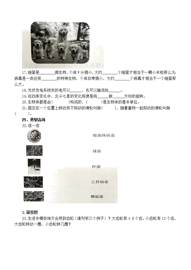 小学科学青岛版六三制六年级上册期末测试卷1（2022秋）（附参考答案）02
