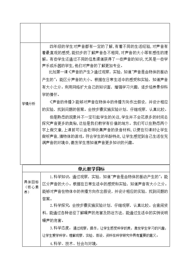 四年级下册科学学历案 试卷02