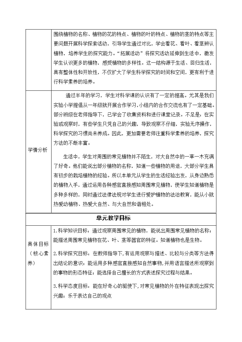 一年级下册科学学历案 教案试卷02