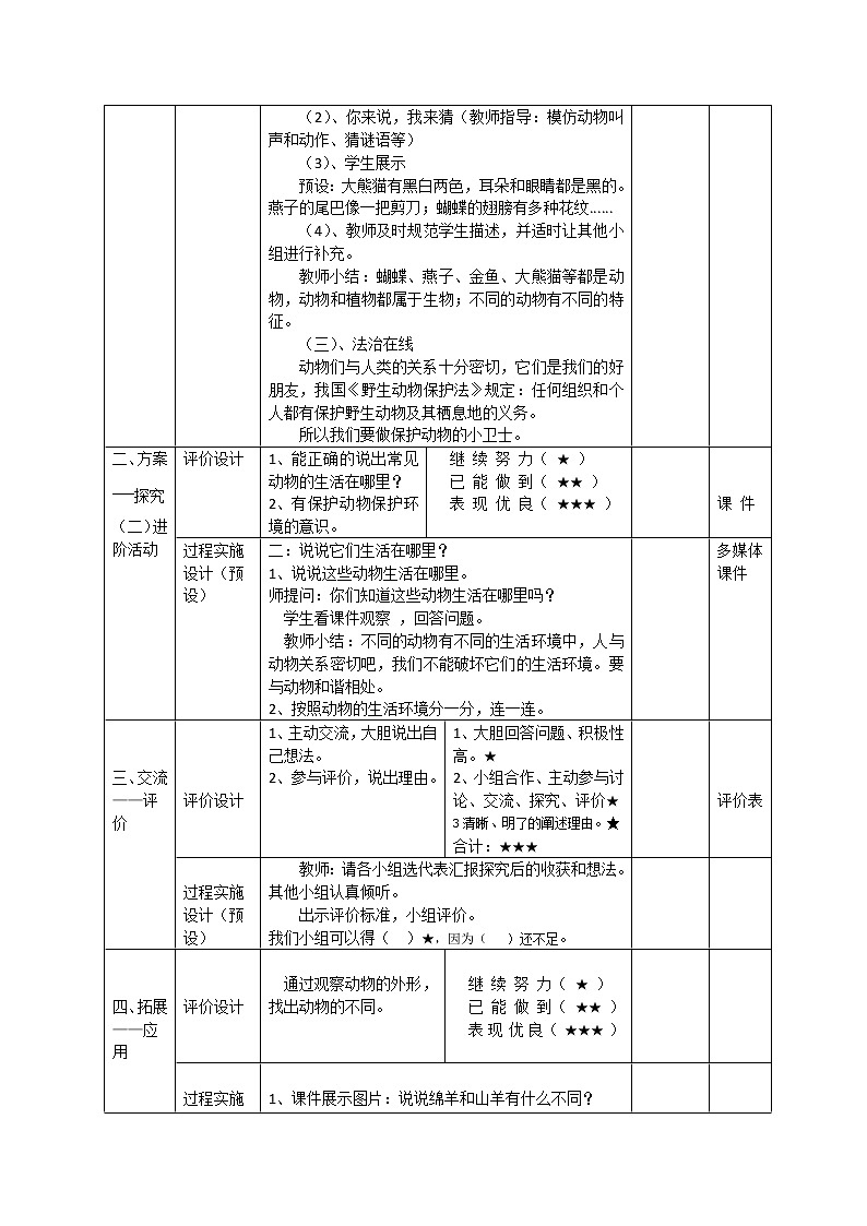一年级下册科学学历案 教案试卷02