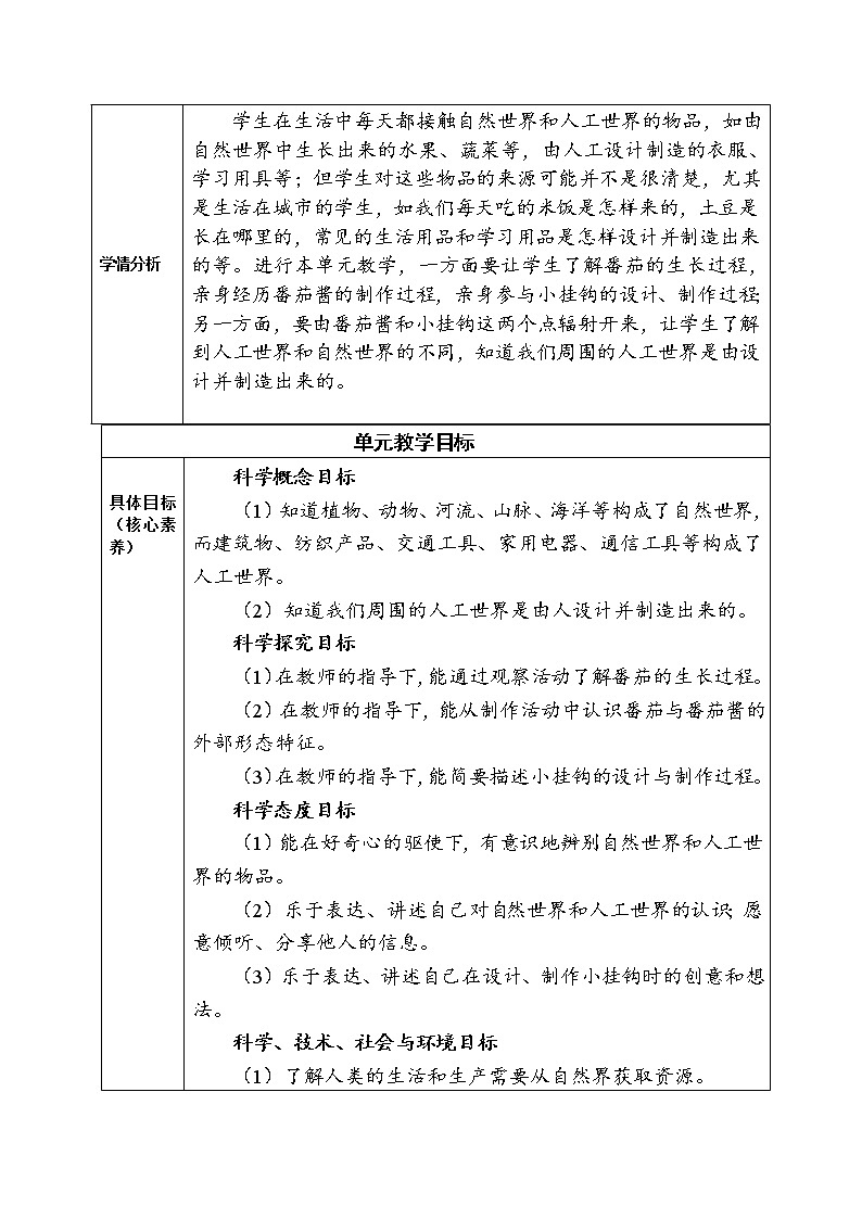 一年级下册科学学历案 教案试卷02