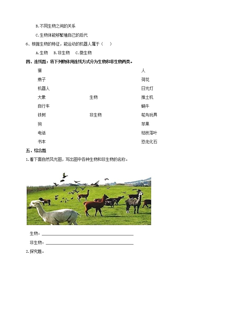 苏教科学四下  5.15《生物与非生物》课件＋教案＋练习＋素材02
