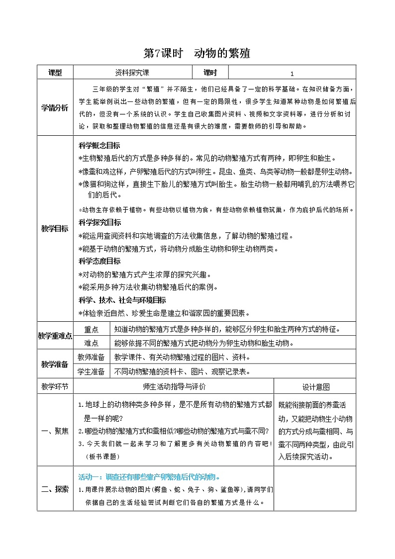 2.7 动物的繁殖（课件+教案+视频素材）01
