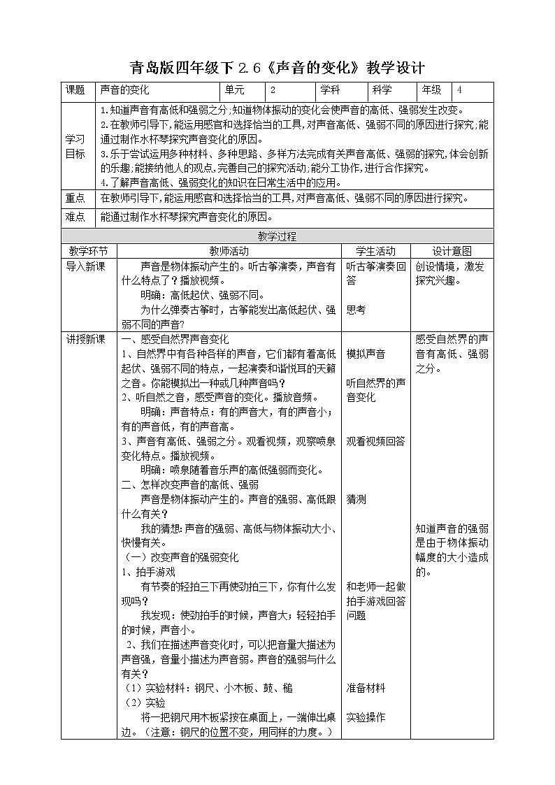 【青岛版六三制】四下科学 2.6《声音的变化》（课件+教案+练习+素材）01