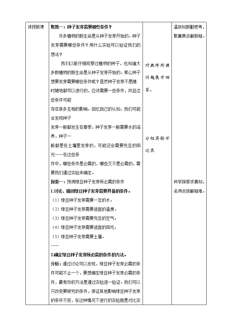 1.1《种子发芽实验》教案 教科版五年级科学下册第2页