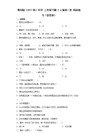 教科版 (2017)三年级下册6.蚕的一生精品课时训练