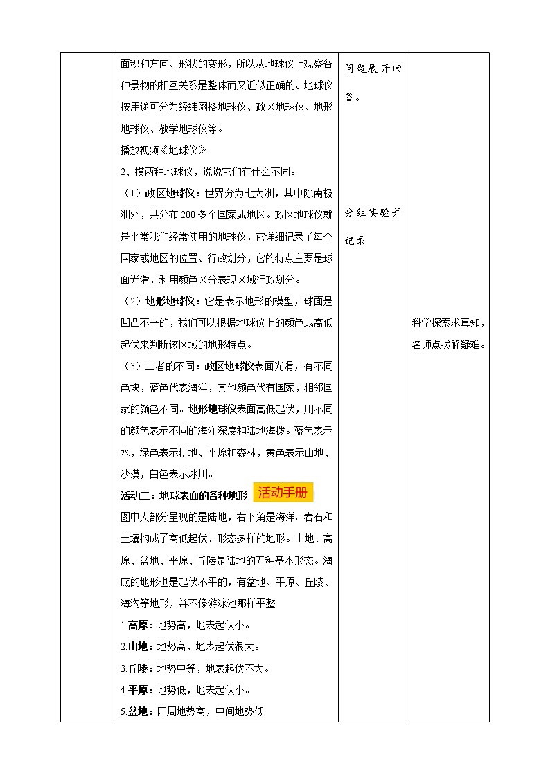 9地球的表面 教案第2页