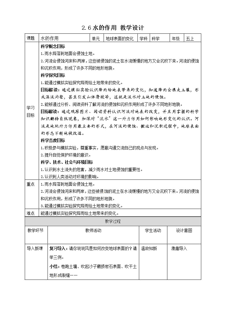 2.6水的作用 教案第1页