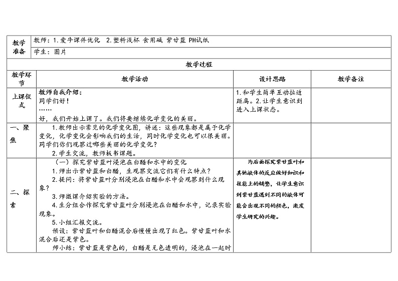 7.《美丽的化学变化》教学设计2023春第2页