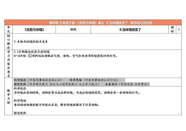 5.《当环境改变了》教学设计2023春第1页