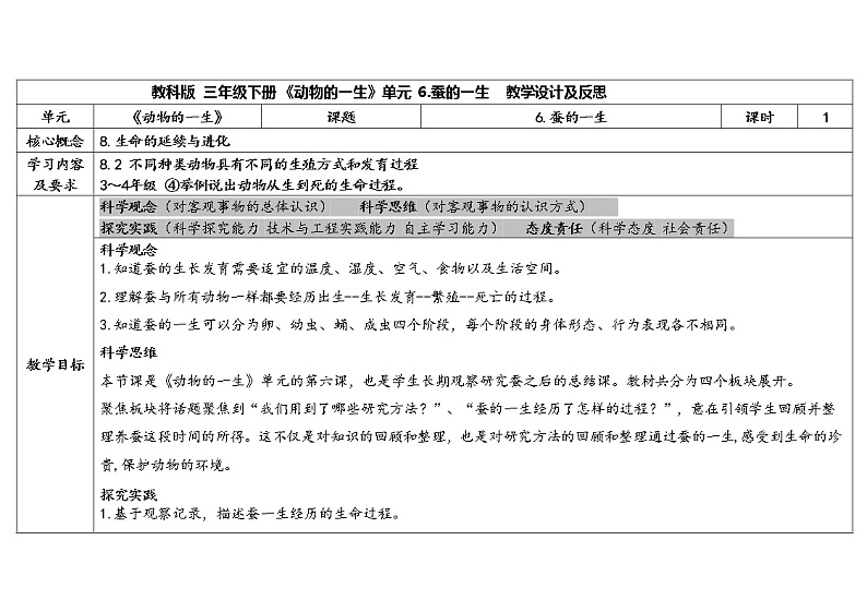 6.《蚕的一生》教学设计第1页