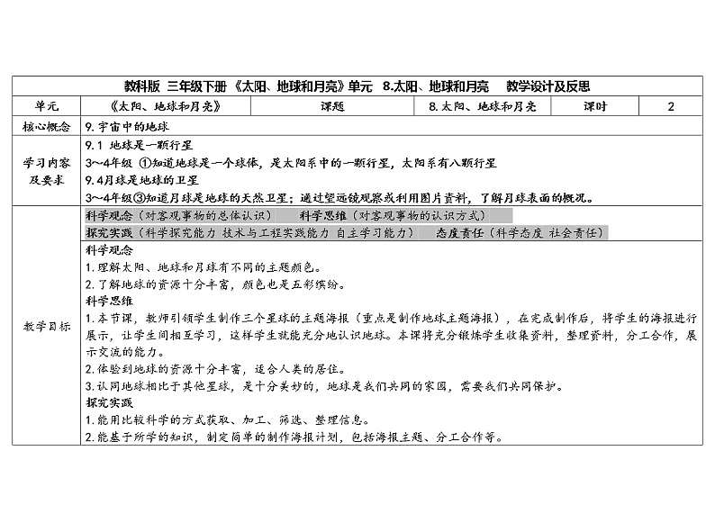 3.8 太阳、月球和地球 教科版三年级下册课件＋教案（2023春新版）01