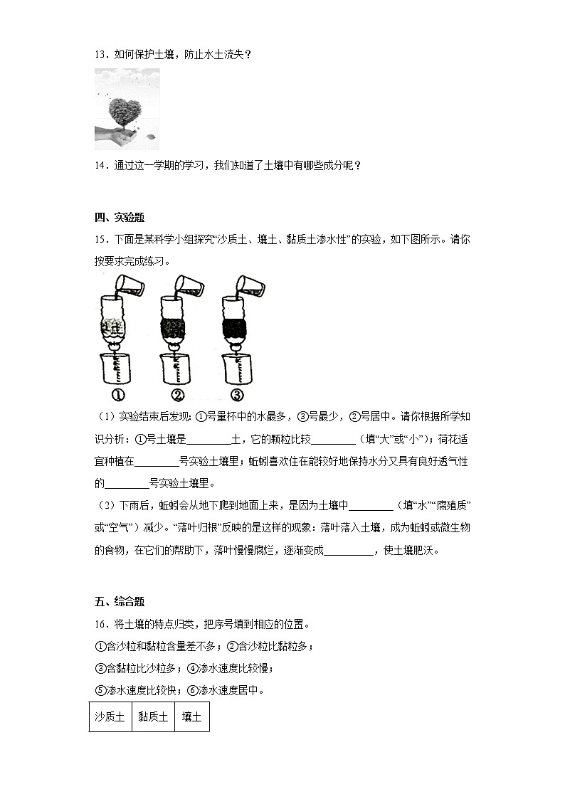 大象版三年级下册 第四单元 土壤，生命的家园 单元测试（含答案）第2页