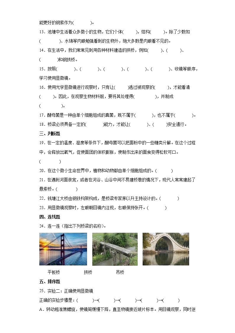 2021-2022学年度粤教版五年级下册科学期中检测题（含答案）02