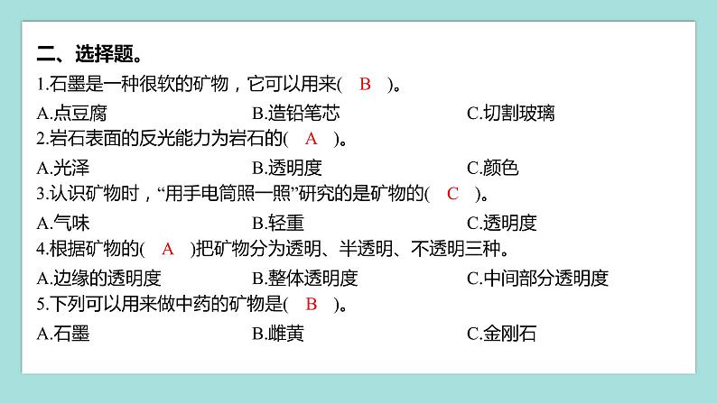 3.3 岩石的组成（习题课件）教科版（2017）四年级科学下册03