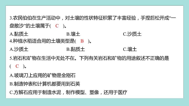 3.8 岩石、土壤和我们（习题课件）教科版（2017）四年级科学下册第3页