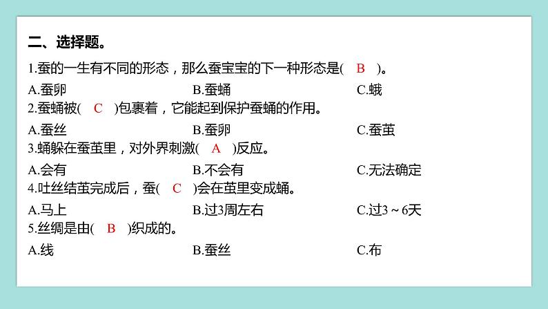 2.4 蚕变了新模样（习题课件）教科版（2017）三年级科学下册03