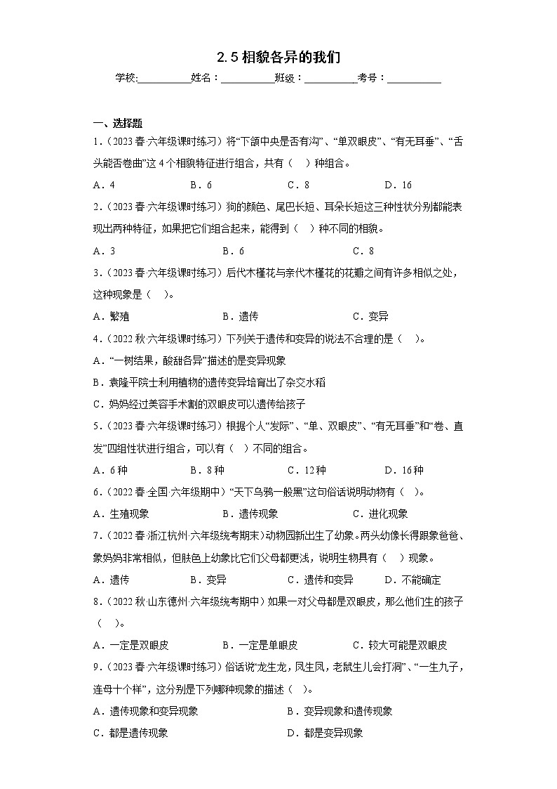2.5相貌各异的我们第1页