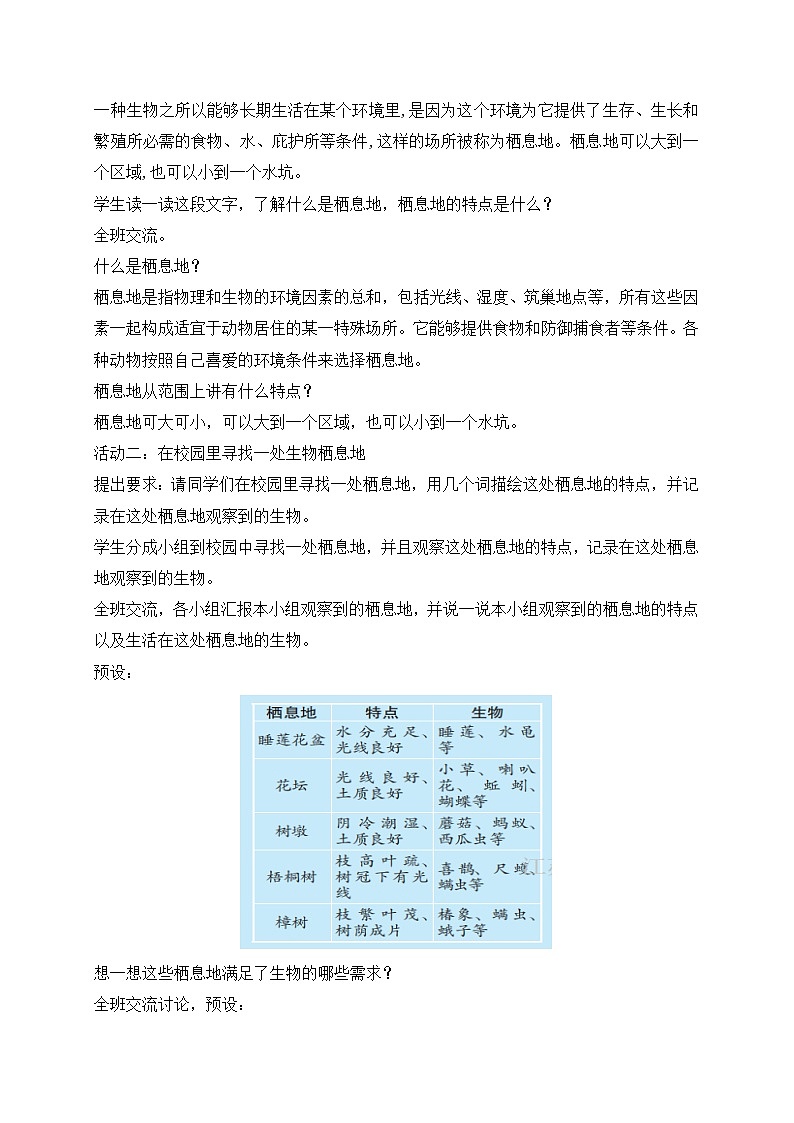 新苏教版科学六下5.多样的栖息地 教案+课件PPT03