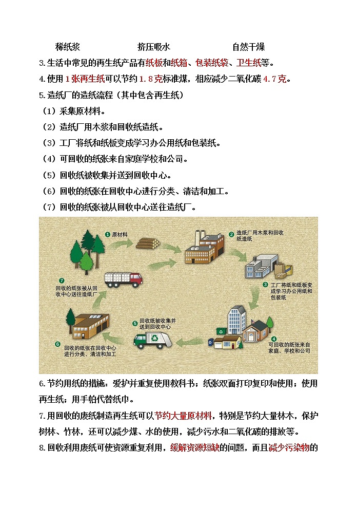 新教科版五年级科学下册3.6让资源再生 知识梳理+精典考题02