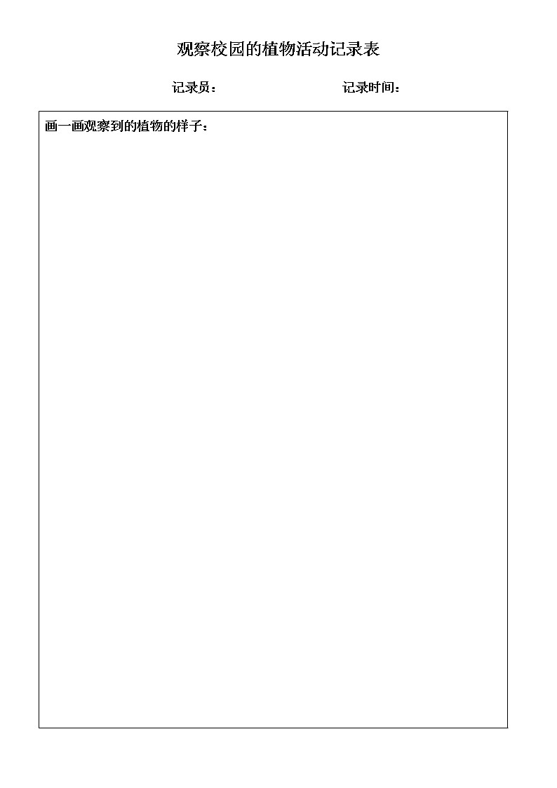 人教鄂教版小学科学一年级下册1.3 观察校园里的植物 PPT课件+教案+观察记录表+视频01