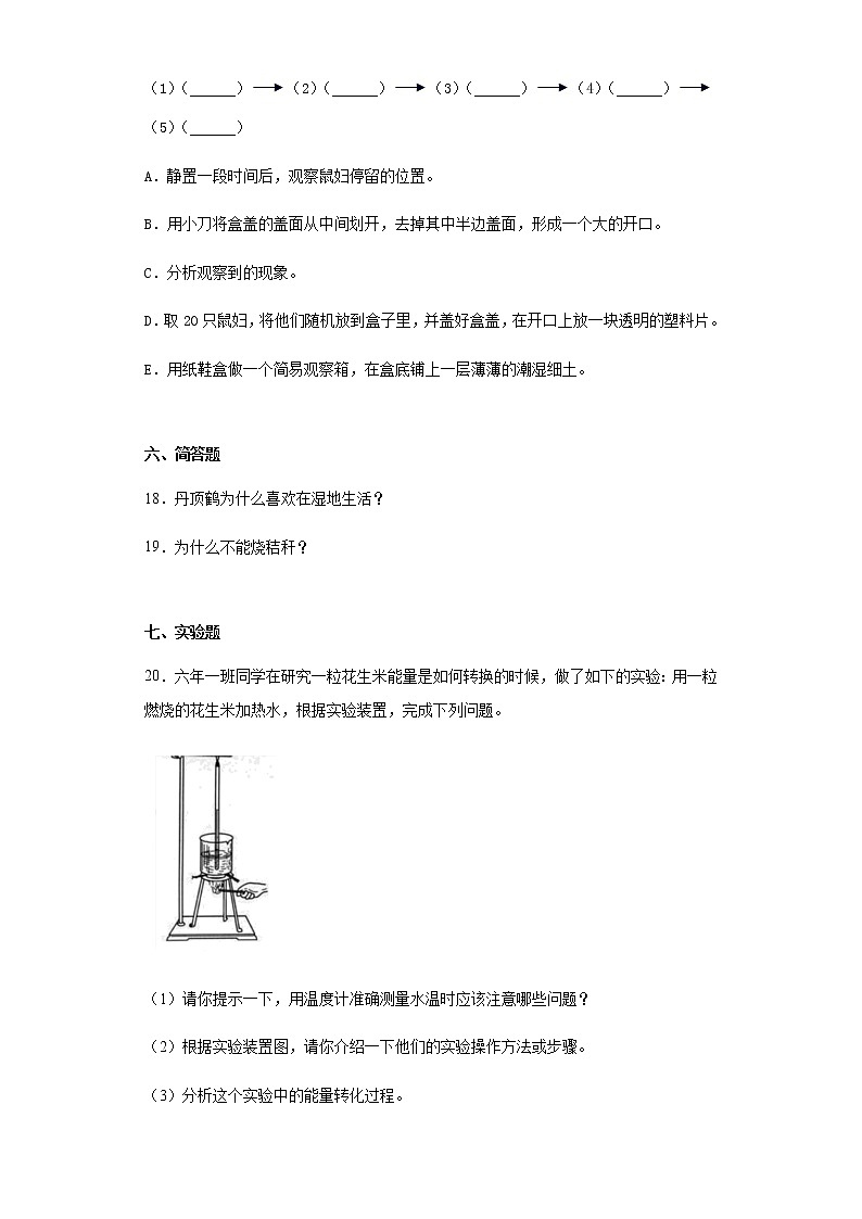 粤教版六年级科学下册期末综合练习试题（ 含答案）03