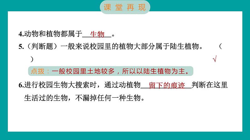 2.1 校园生物大搜索（习题课件+知识点梳理）教科版六年级科学下册06