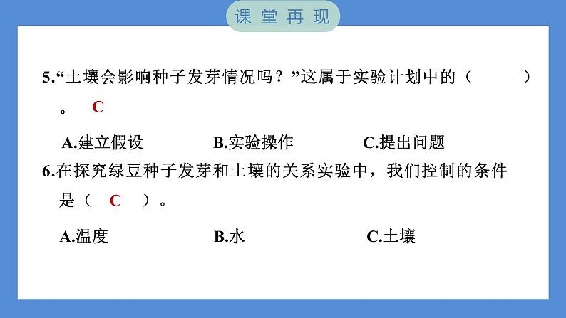 1.1 种子发芽实验——（习题课件+知识点梳理）教科版五年级科学下册06
