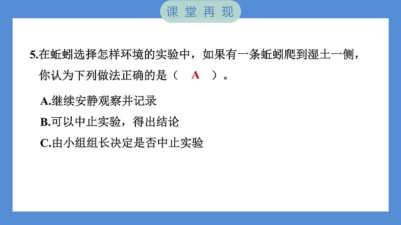 1.4 蚯蚓的选择——（习题课件+知识点梳理）教科版五年级科学下册07