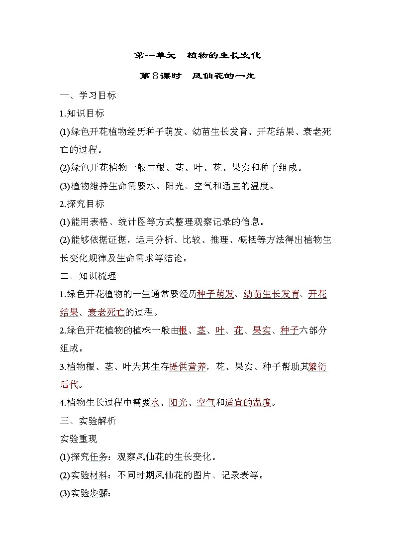 第8课时　凤仙花的一生第1页