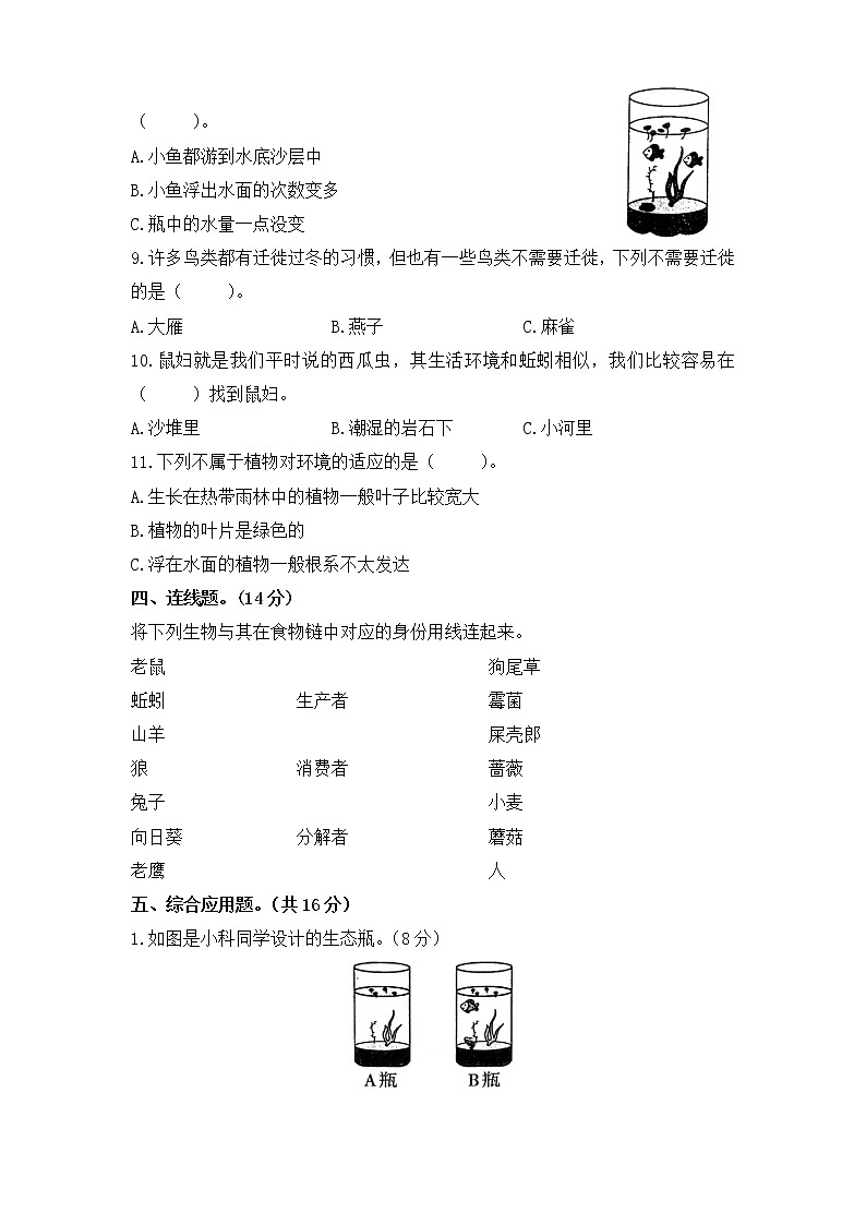 苏教版六年级科学下册单元分层训练AB卷：第二单元（A卷·基础篇）第3页
