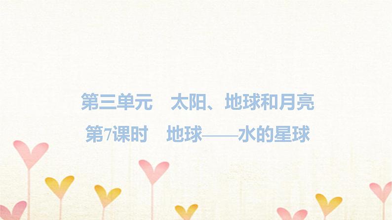 教科版三年级科学下册第3单元第7课时地球——水的星球习题课件第1页