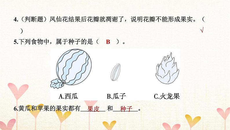 教科版四年级科学下册第1单元第6课时果实和种子习题课件第7页