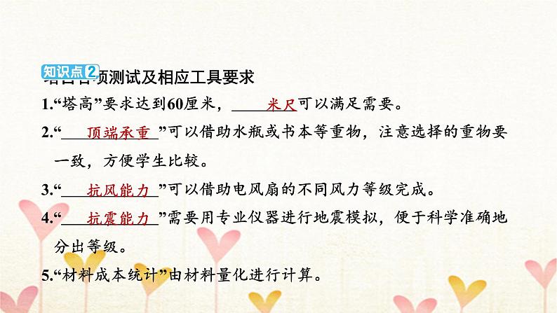 教科版六年级科学下册第1单元第6课时测试塔台模型习题课件+学案04