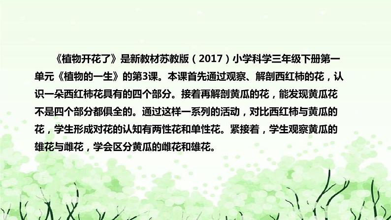 苏教版（2017）小学科学三年下册《植物开花了》说课（附反思、板书）课件05