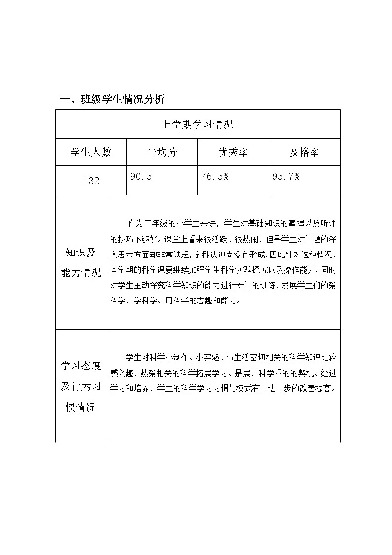 青岛版（六三制）三下科学教学计划01