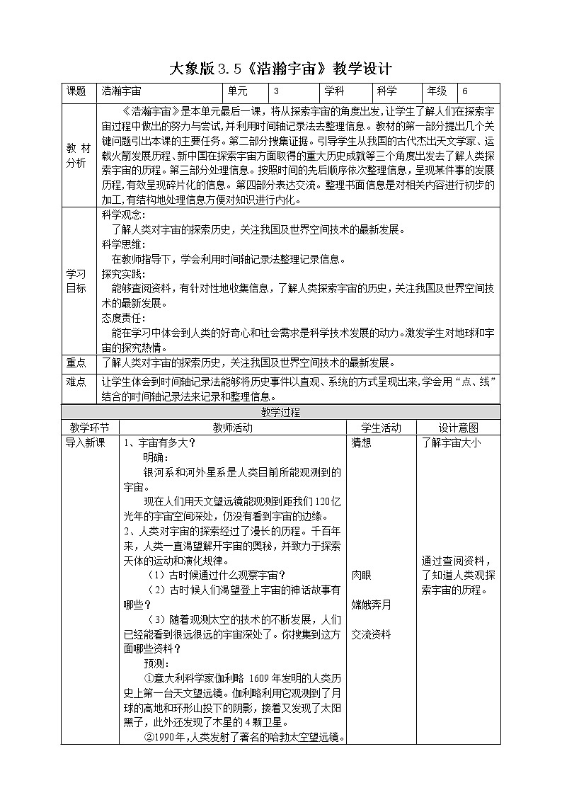 大象版六上科学 3.5《浩瀚宇宙》课件+教案01