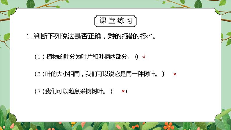 教科版一年级科学上册第一单元《植物-观察叶》PPT课件第7页